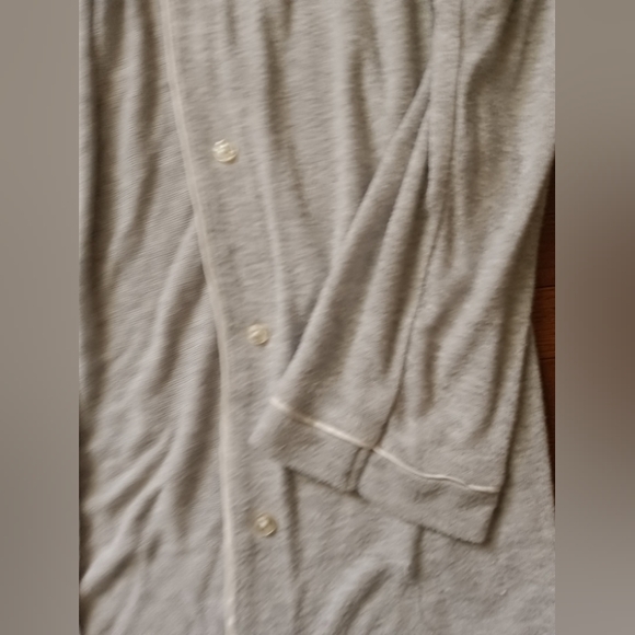 Women's Stars Above Button Up Sleep Shirt Light Grey with white trim - Picture 3 of 6